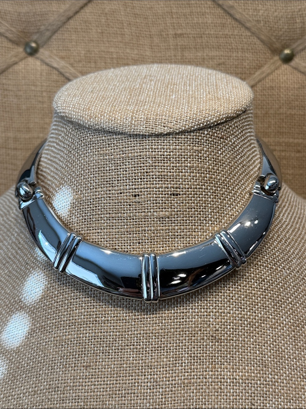 Vintage Napier Chunky Silver Collar Necklace - Polished Statement Choker